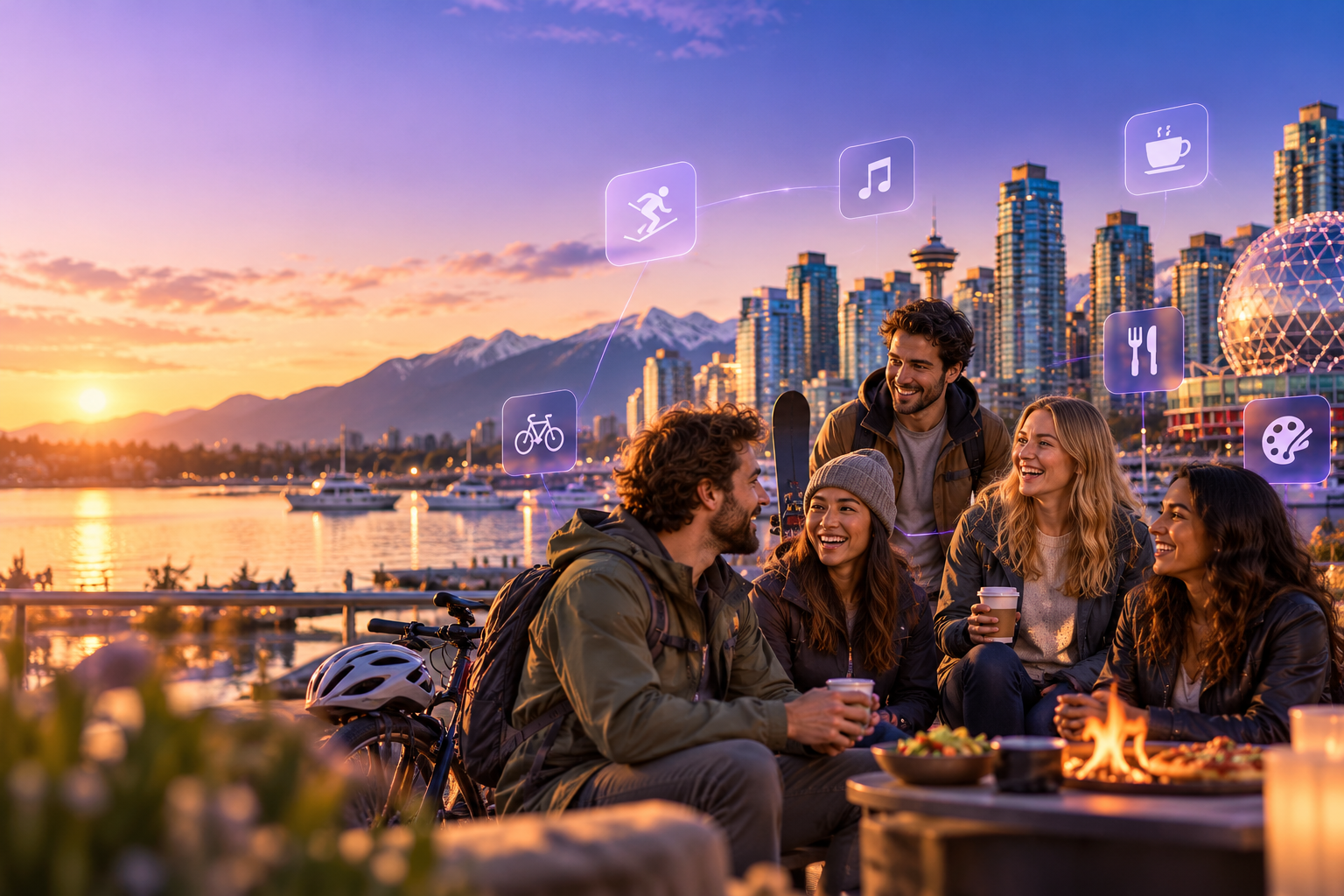 Friends enjoying activities together in Vancouver